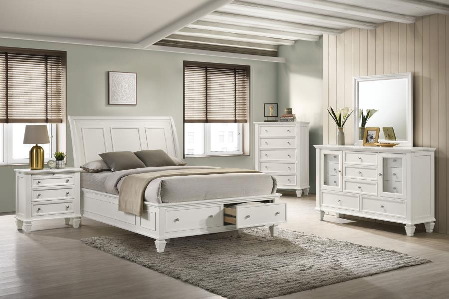 Sandy Beach Wood Queen Storage Panel Bed Cream White view 7