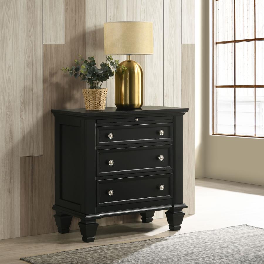Sandy Beach 3-drawer Nightstand Black view 2
