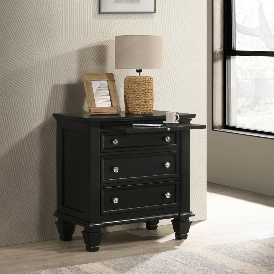 Sandy Beach 3-drawer Nightstand Black view 3