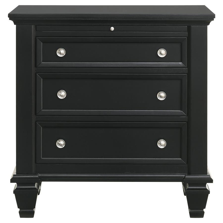 Sandy Beach 3-drawer Nightstand Black view 4