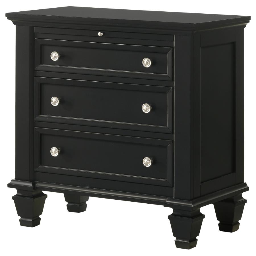 Sandy Beach 3-drawer Nightstand Black view 5