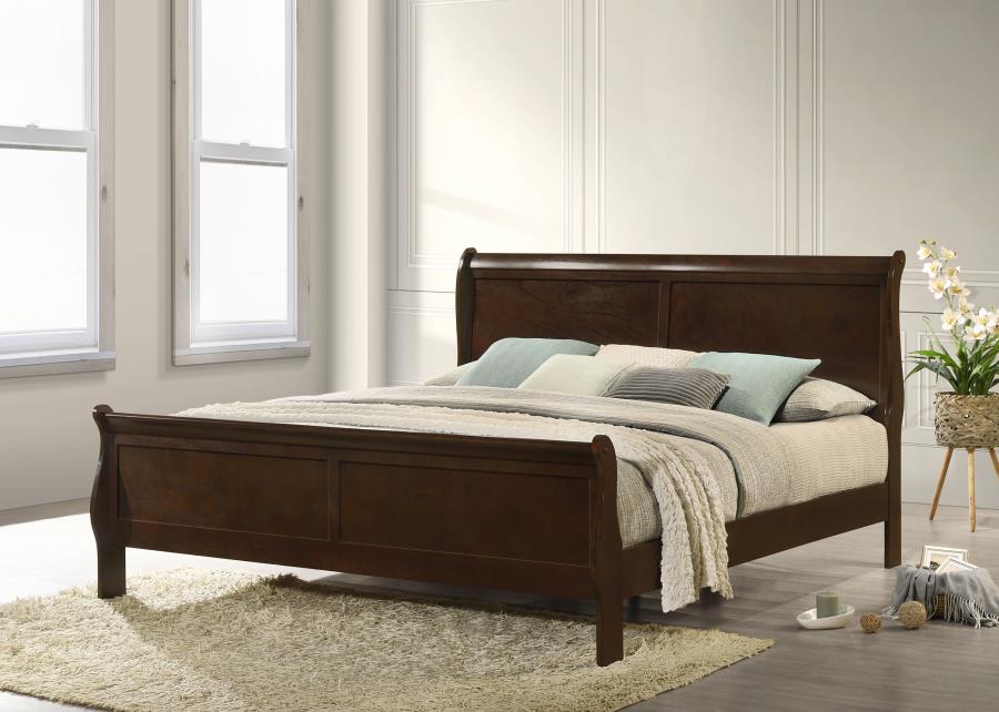 Louis Philippe Wood Eastern King Sleigh Bed Cappuccino view 2