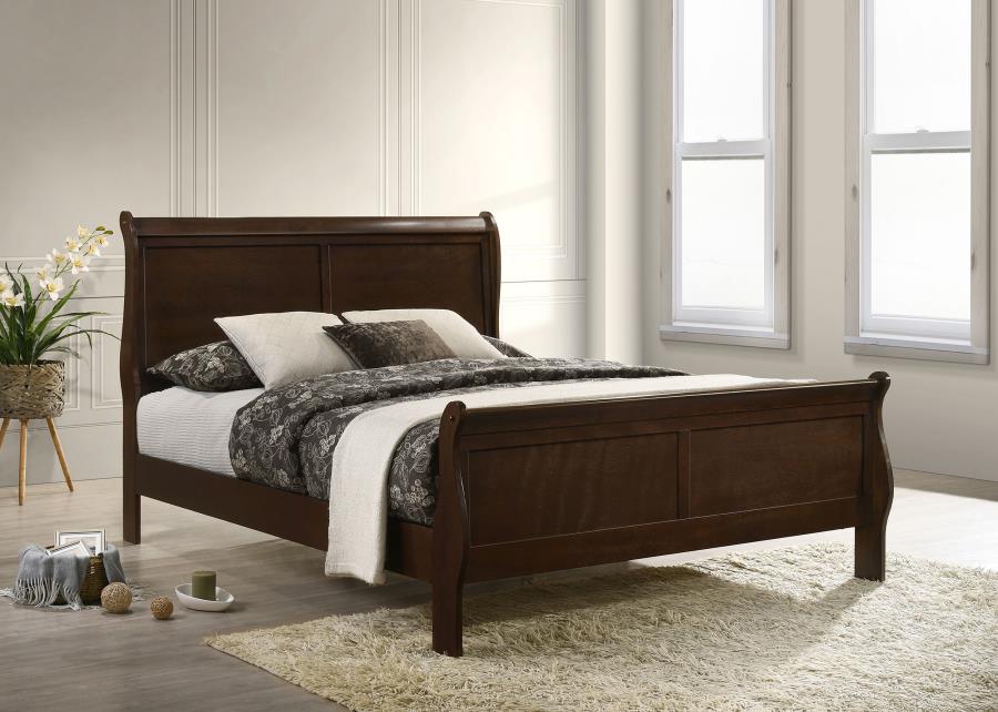 Louis Philippe Wood Queen Sleigh Bed Cappuccino view 2