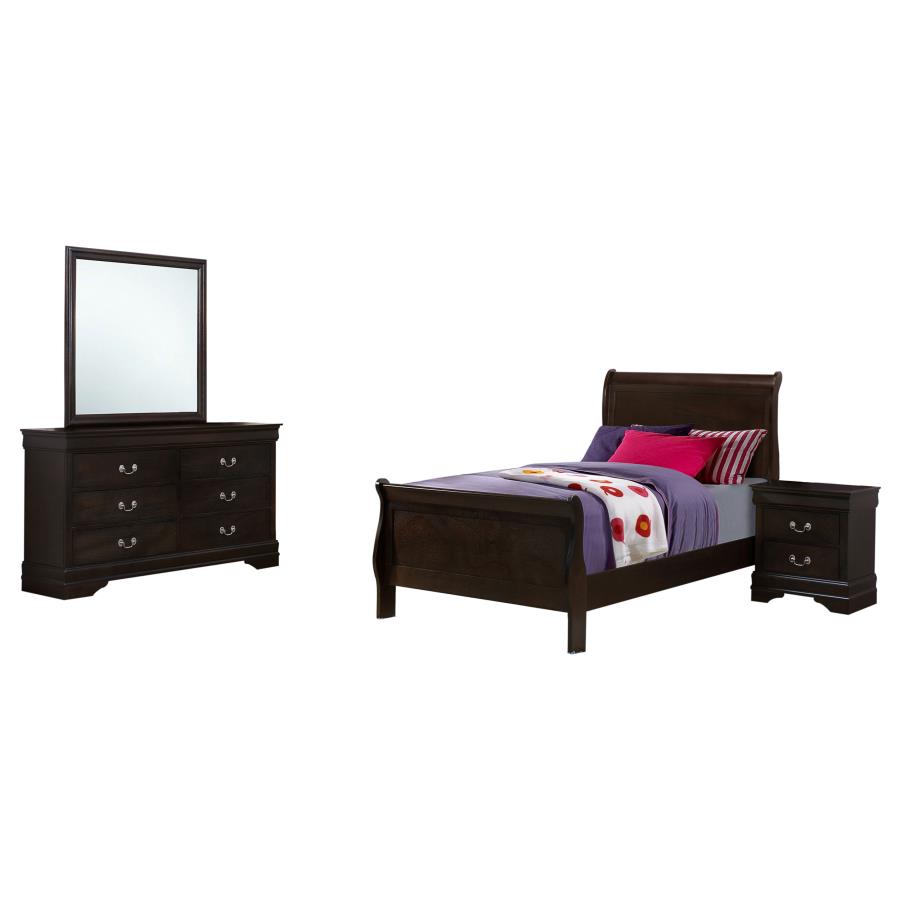 Louis Philippe 4-piece Twin Bedroom Set Cappuccino view 2