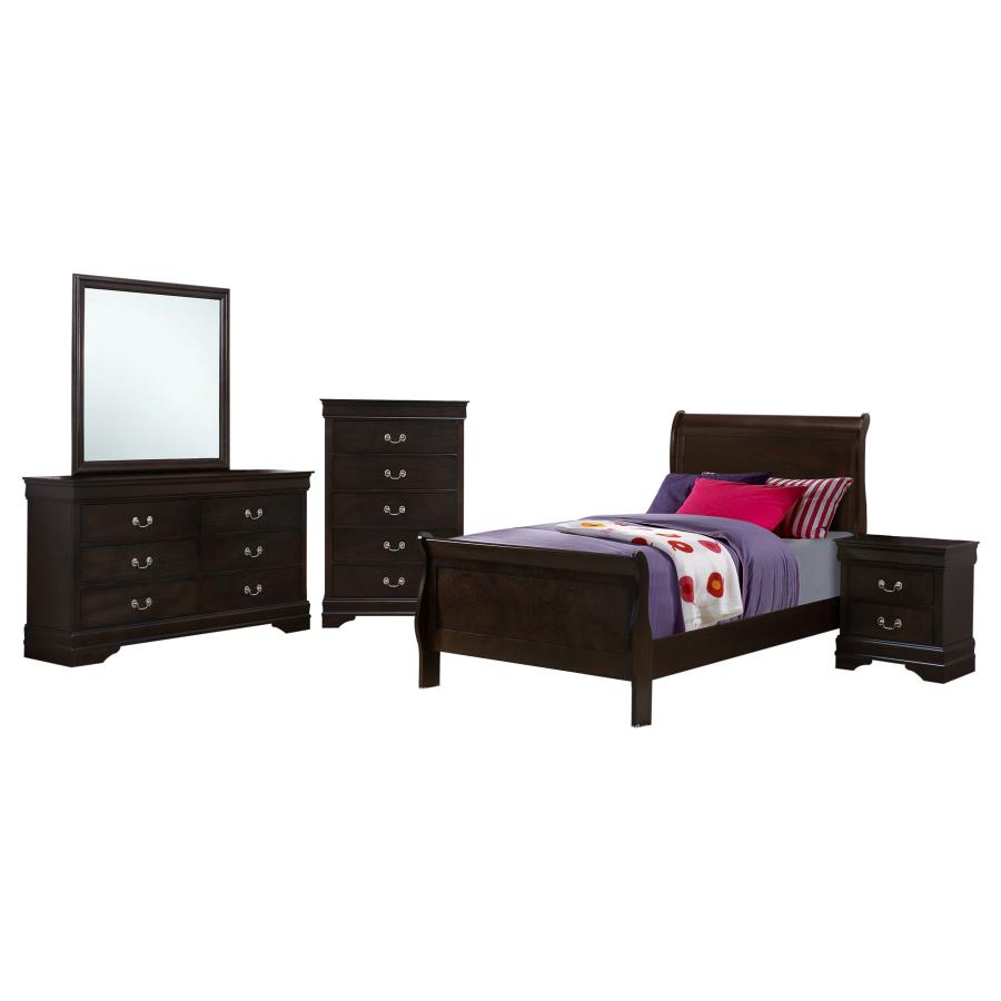Louis Philippe 5-piece Twin Bedroom Set Cappuccino view 2