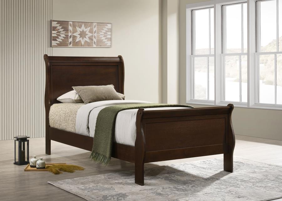 Louis Philippe Wood Twin Sleigh Bed Cappuccino view 2