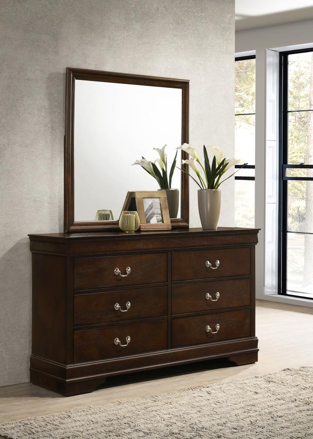 Louis Philippe 6-drawer Dresser with Mirror Cappuccino view 2