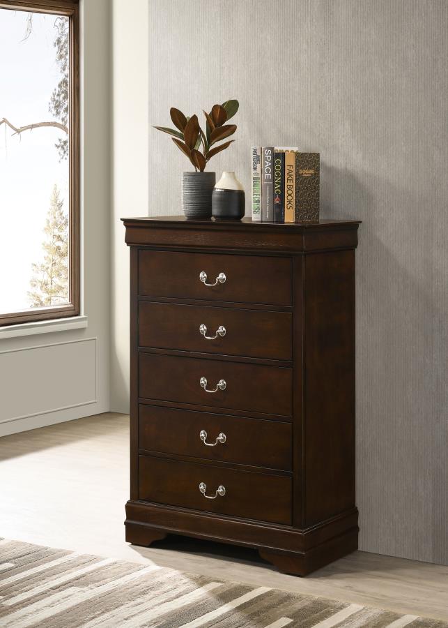Louis Philippe 5-drawer Bedroom Chest Cappuccino view 2
