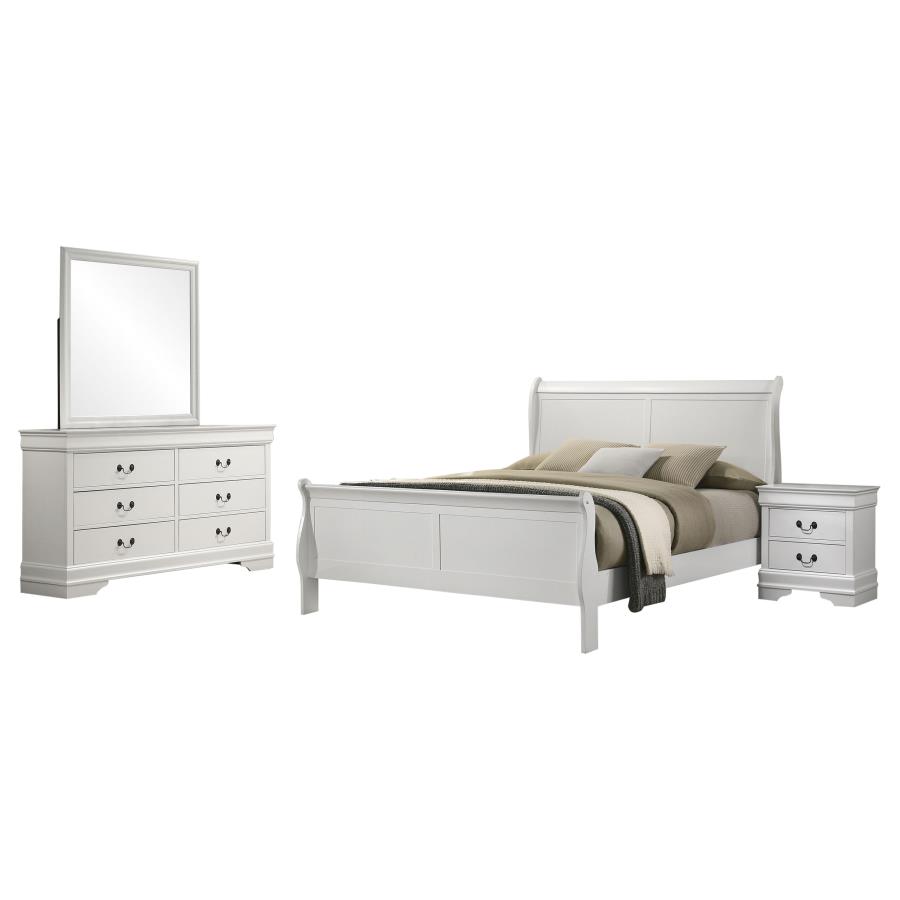 Louis Philippe 4-piece Full Bedroom Set White view 2