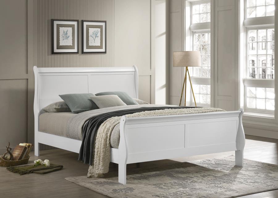 Louis Philippe 47-inch Full Sleigh Panel Bed White view 2