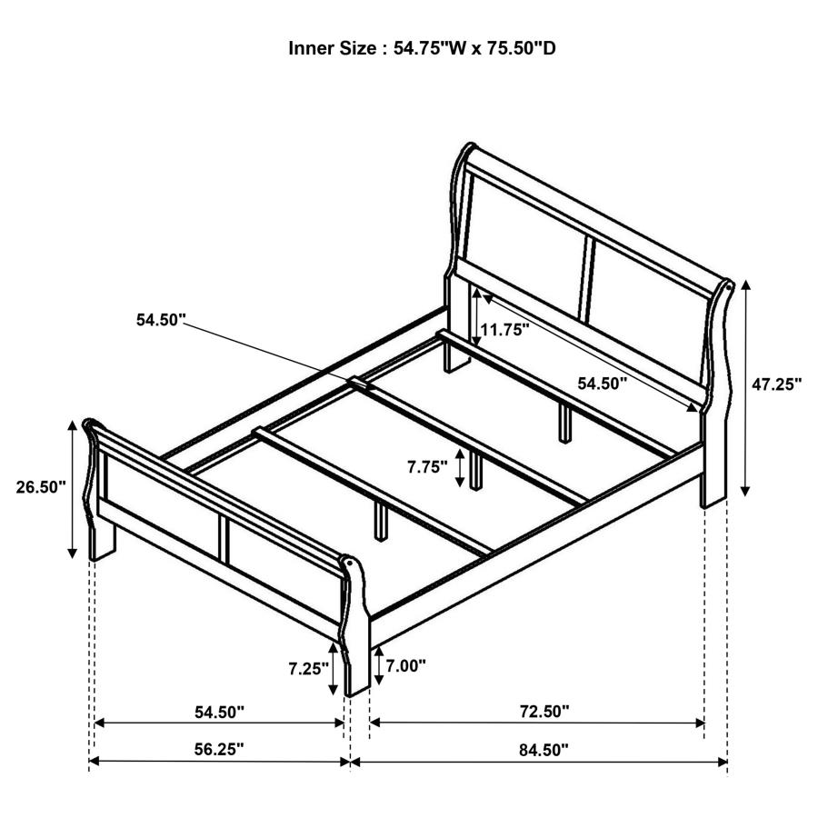 Louis Philippe 47-inch Full Sleigh Panel Bed White view 6