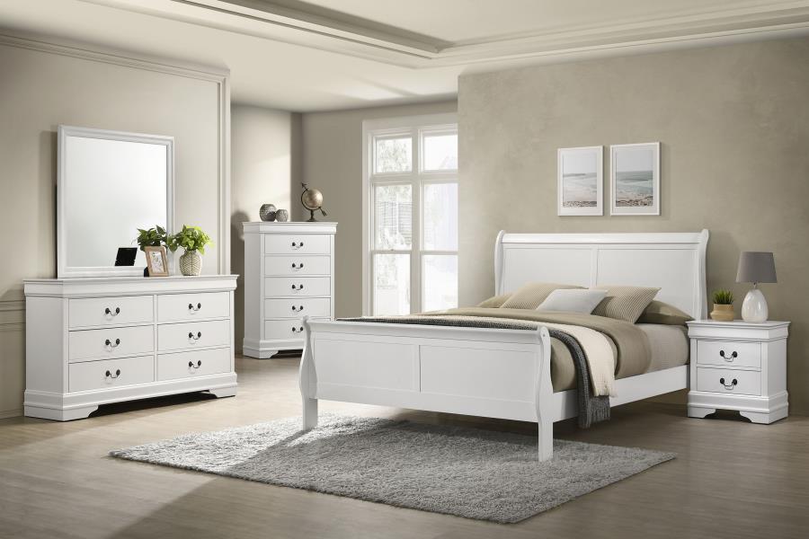 Louis Philippe 47-inch Full Sleigh Panel Bed White view 7