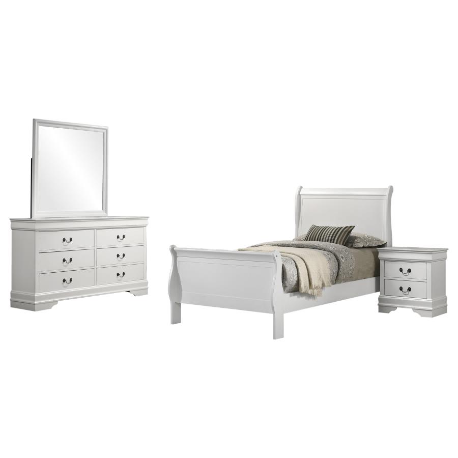 Louis Philippe 4-piece Twin Bedroom Set White view 2