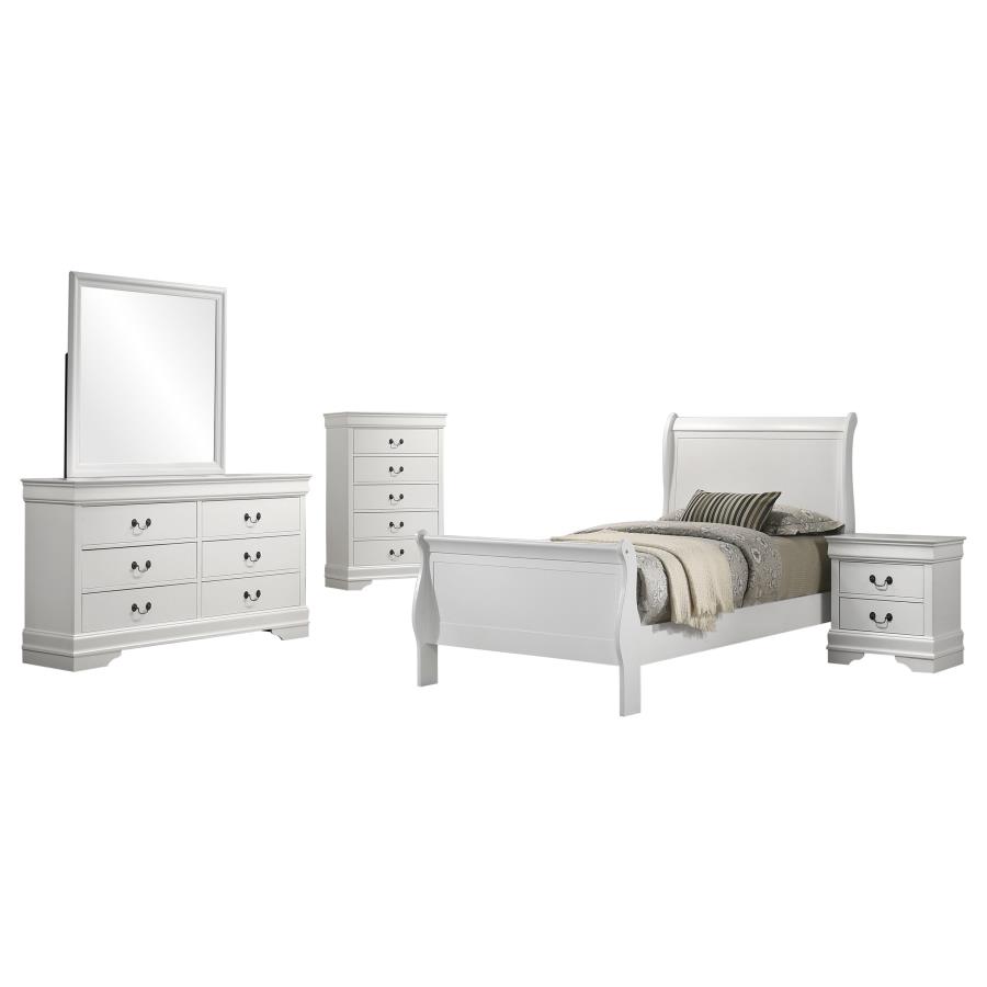 Louis Philippe 5-piece Twin Bedroom Set White view 2