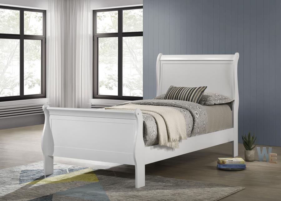 Louis Philippe 47-inch Twin Sleigh Panel Bed White view 2