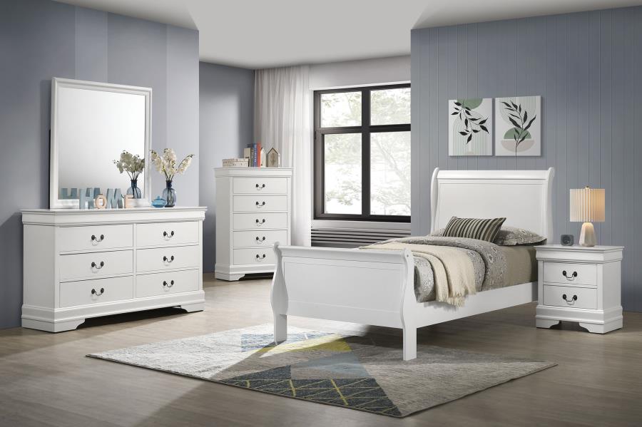 Louis Philippe 47-inch Twin Sleigh Panel Bed White view 7