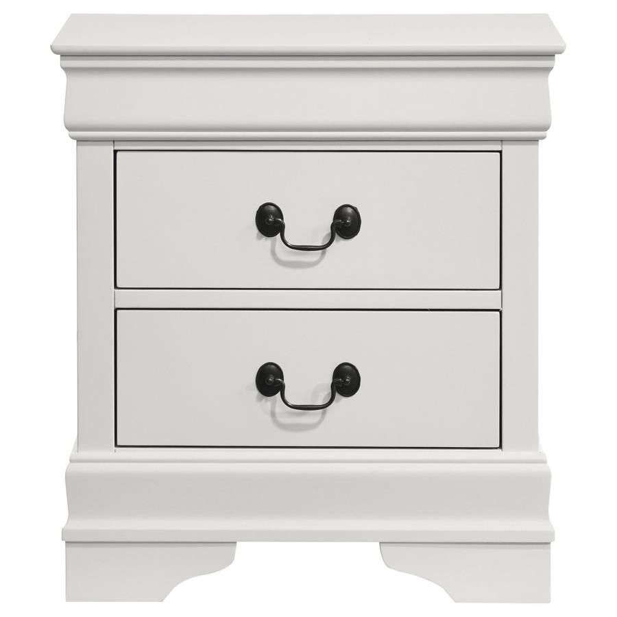 Louis Philippe 2-drawer Nightstand Bedside Table White view 3