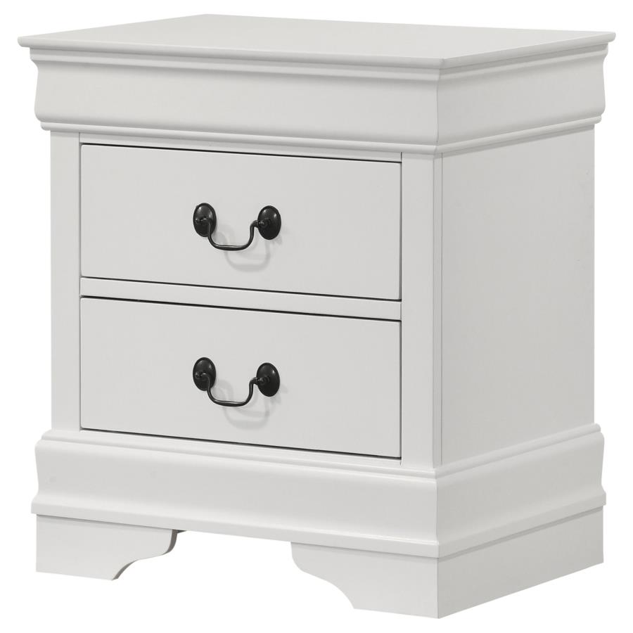 Louis Philippe 2-drawer Nightstand Bedside Table White view 4