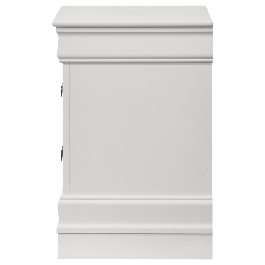 Louis Philippe 2-drawer Nightstand Bedside Table White view 5