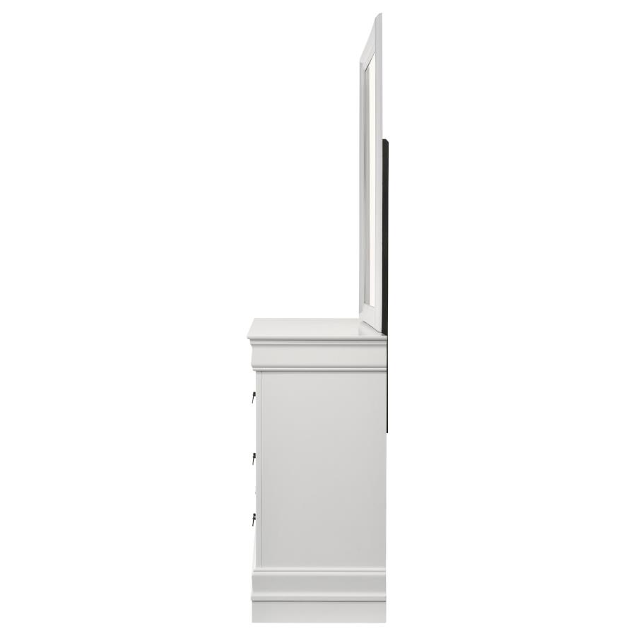 Louis Philippe 6-drawer Dresser and Mirror White view 5