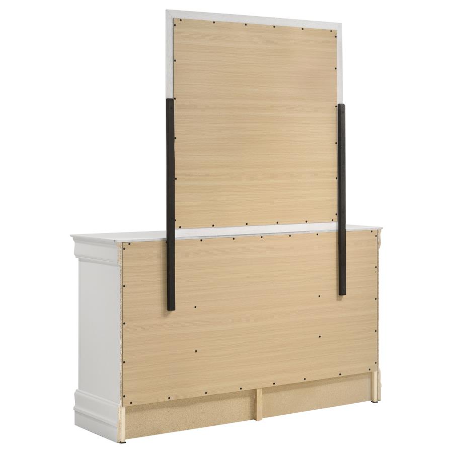 Louis Philippe 6-drawer Dresser and Mirror White view 6