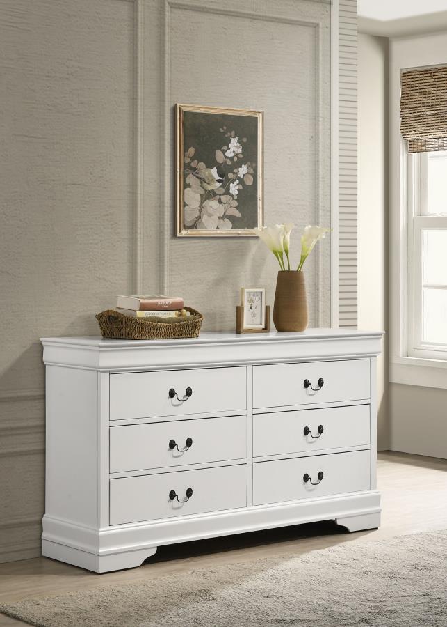 Louis Philippe 6-drawer Dresser White view 2