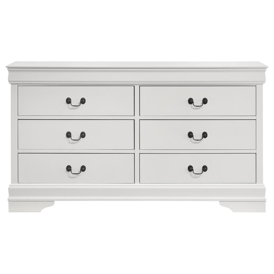 Louis Philippe 6-drawer Dresser White view 3
