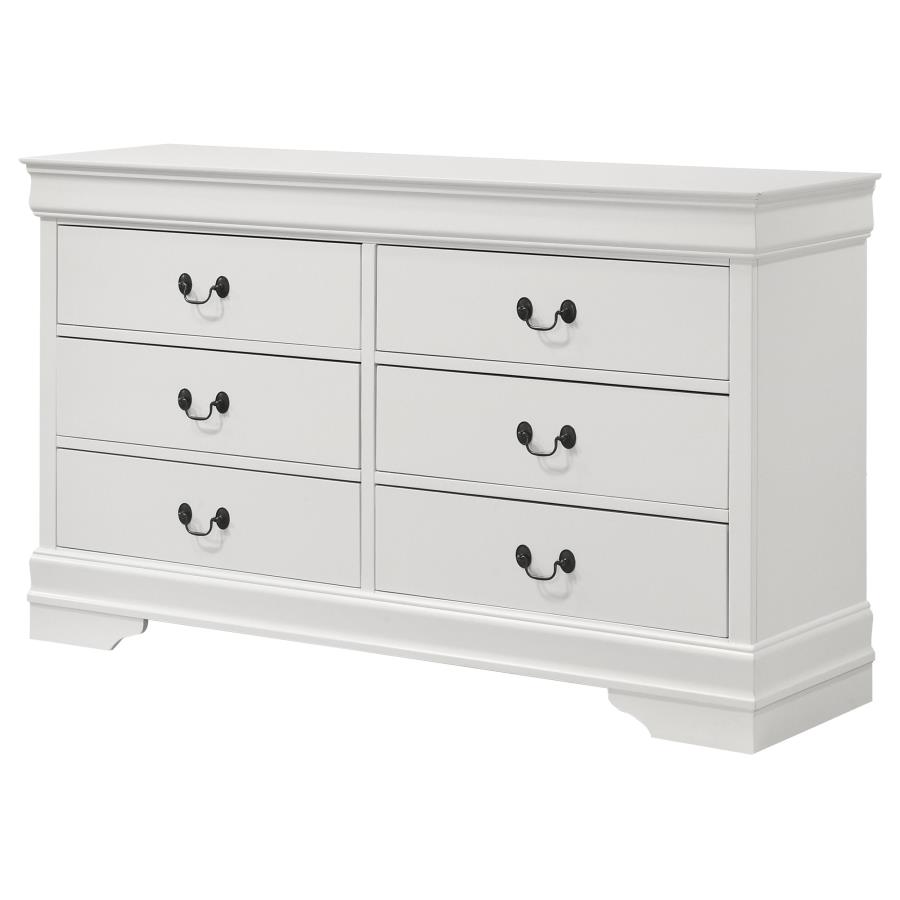 Louis Philippe 6-drawer Dresser White view 4