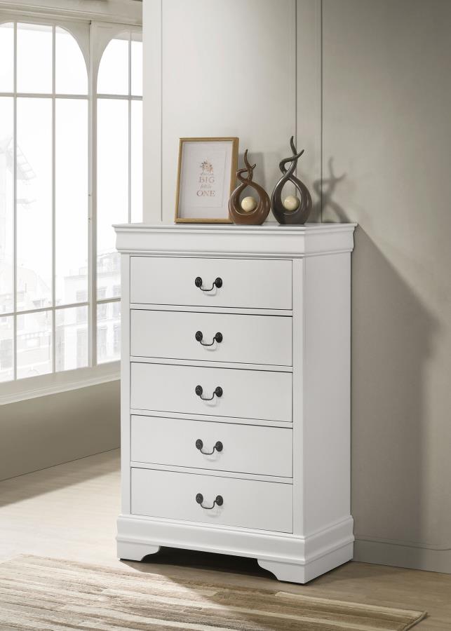 Louis Philippe 5-drawer Bedroom Chest White view 2