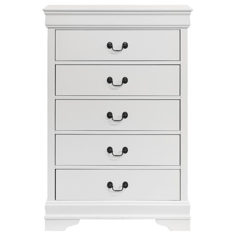 Louis Philippe 5-drawer Bedroom Chest White view 3