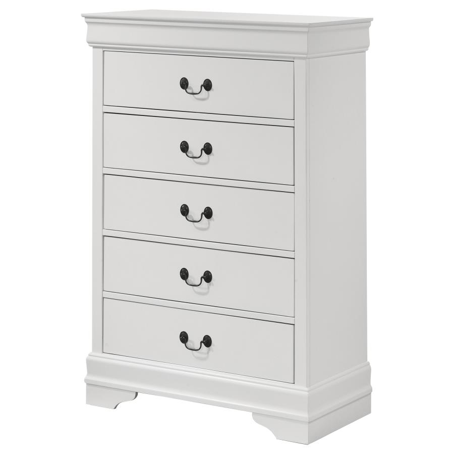 Louis Philippe 5-drawer Bedroom Chest White view 4