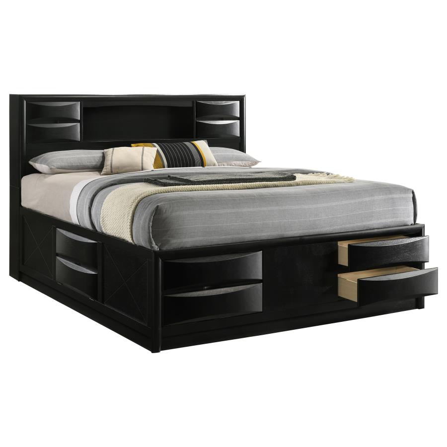 Briana Wood Eastern King Storage Bookcase Bed Black view 3