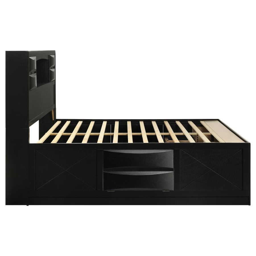 Briana Wood Eastern King Storage Bookcase Bed Black view 6
