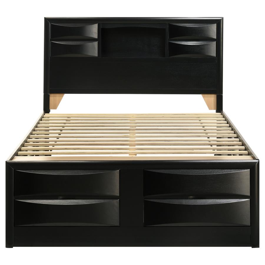 Briana Wood Queen Storage Bookcase Bed Black view 4