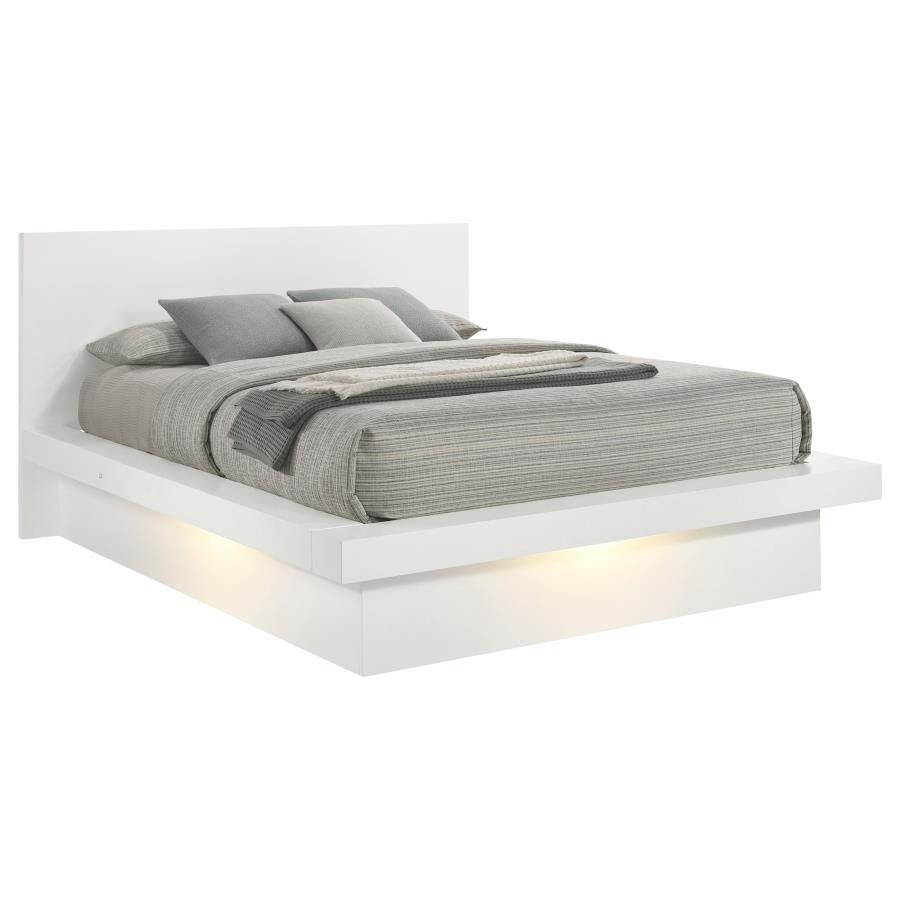 Jessica Wood Queen LED Panel Bed Snow White
