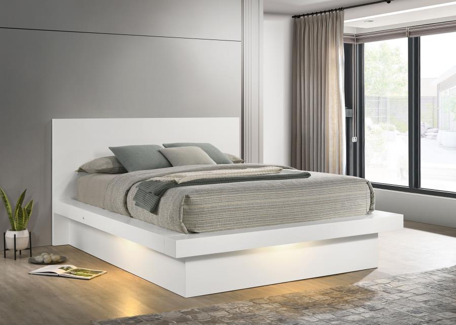 Jessica Wood Queen LED Panel Bed Snow White view 2