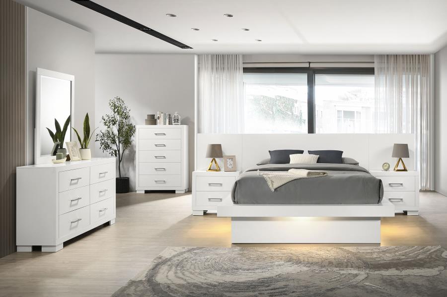 Jessica Wood Queen LED Panel Bed Snow White view 7