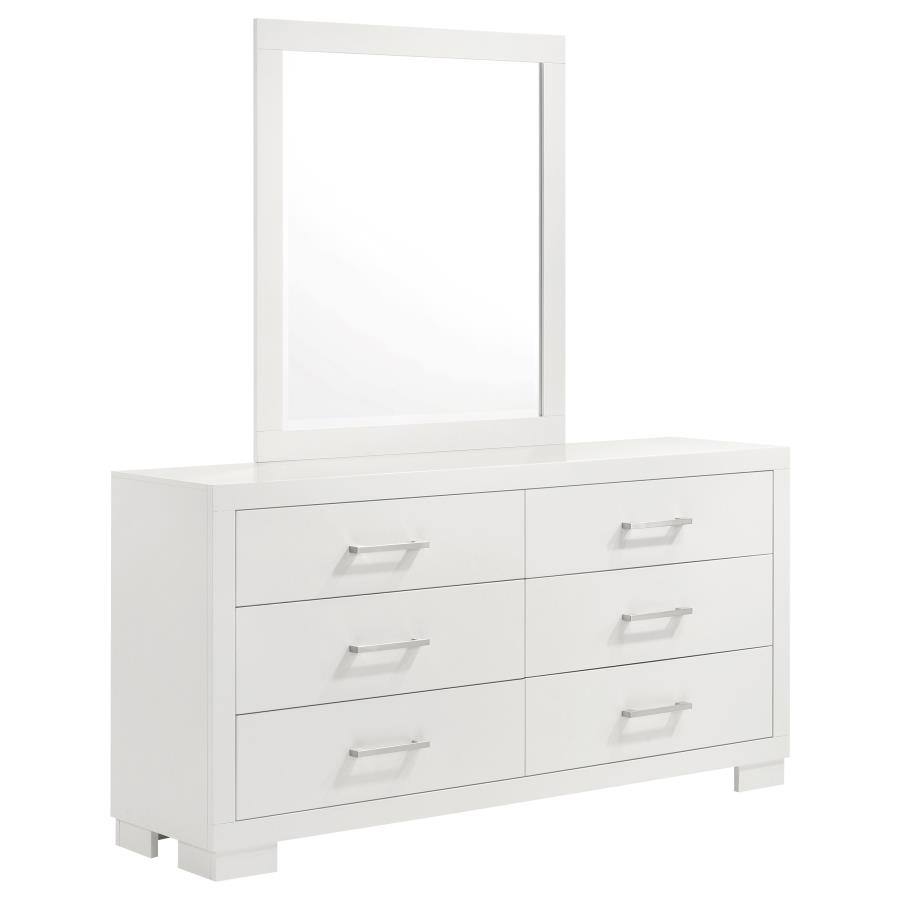 Jessica 6-drawer Dresser with Mirror Snow White