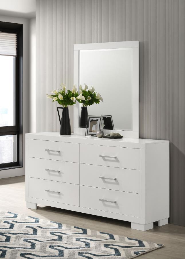 Jessica 6-drawer Dresser with Mirror Snow White view 2