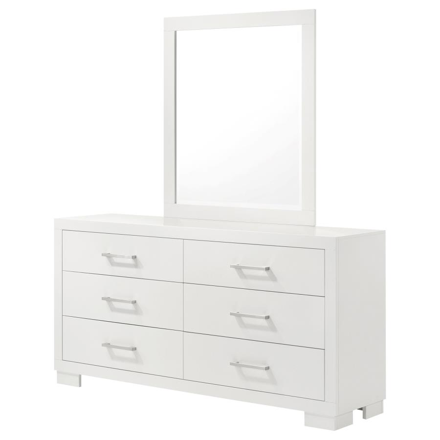 Jessica 6-drawer Dresser with Mirror Snow White view 4