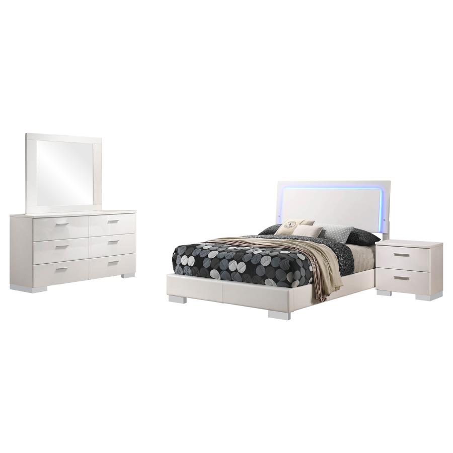 Felicity 4-piece Full Bedroom Set White High Gloss view 2