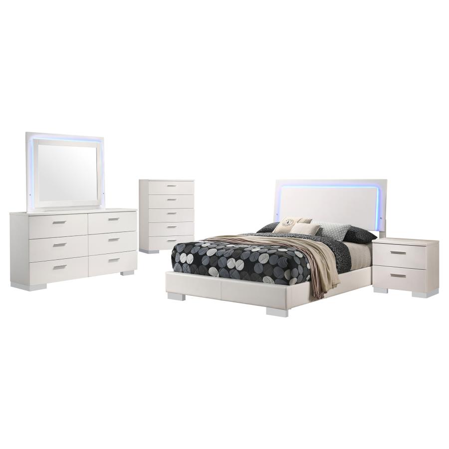 Felicity 5-piece Full Bedroom Set White High Gloss view 2