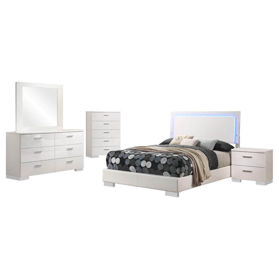 Felicity 5-piece Full Bedroom Set White High Gloss view 2