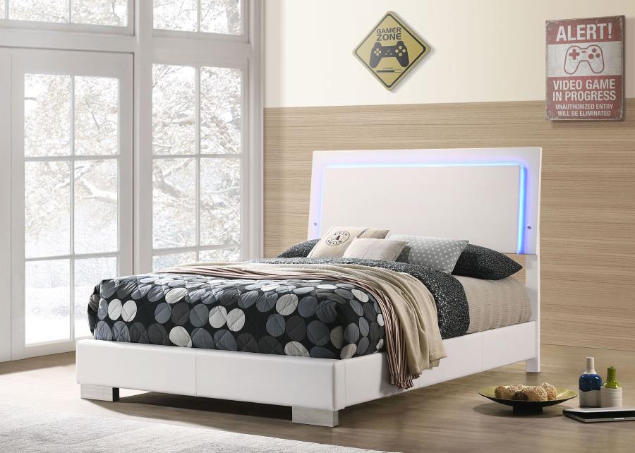 Felicity Wood Full LED Panel Bed White High Gloss view 2