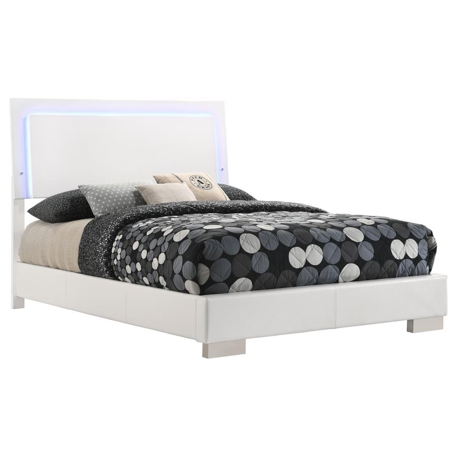 Felicity Wood Full LED Panel Bed White High Gloss view 3