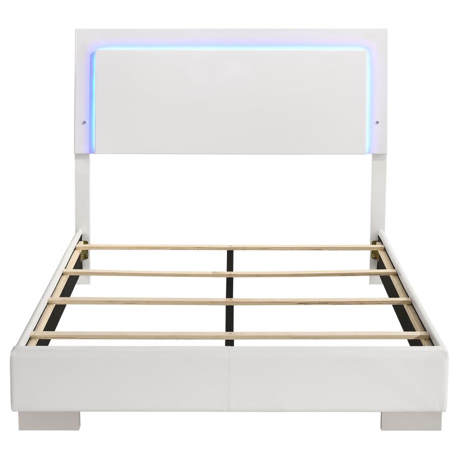 Felicity Wood Full LED Panel Bed White High Gloss view 4