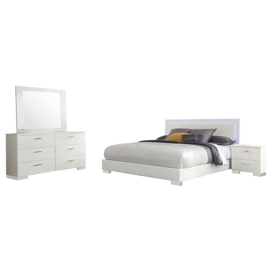Felicity 4-piece Eastern King Bedroom Set White High Gloss view 2