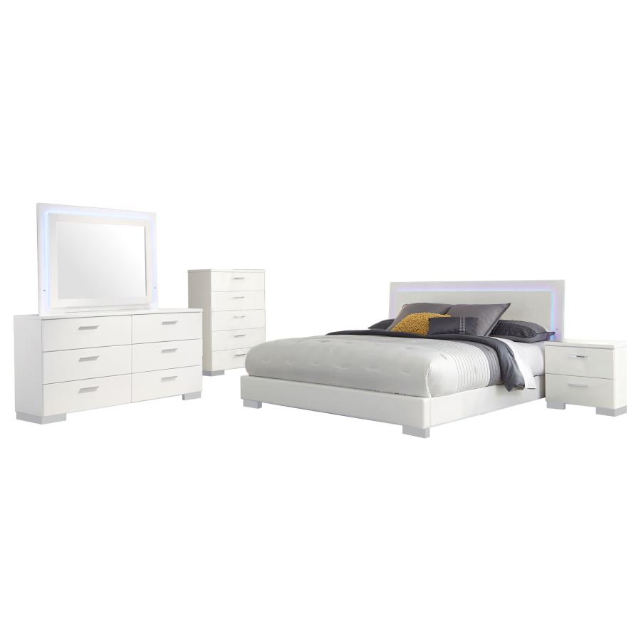 Felicity 5-piece Eastern King Bedroom Set White High Gloss view 2
