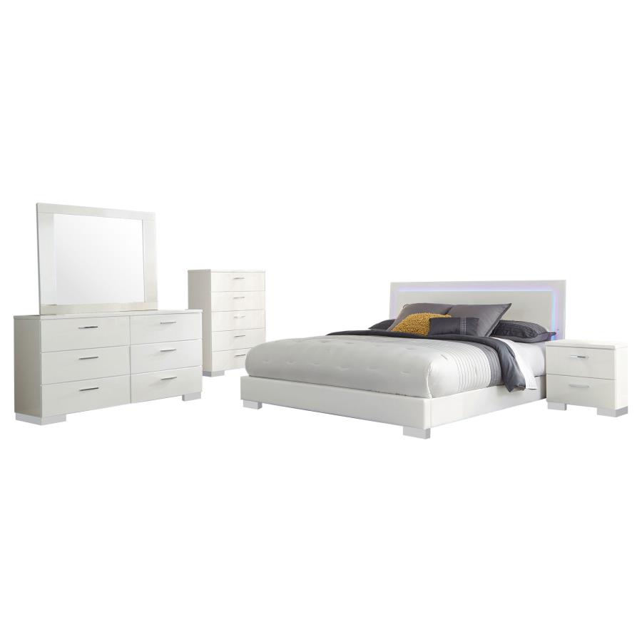 Felicity 5-piece Eastern King Bedroom Set White High Gloss view 2