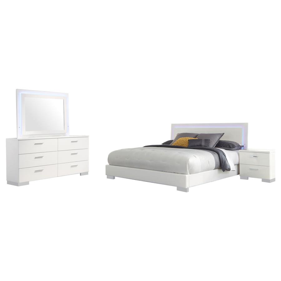Felicity 4-piece Queen Bedroom Set White High Gloss view 2